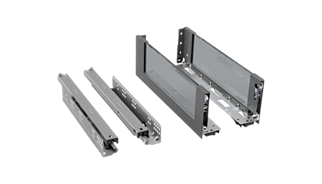 Комплект ящика 180х450 Soft-Close, графит, со стеклом, полн. выдвиж., (4 уп/кор), серия GLX TALISMAN